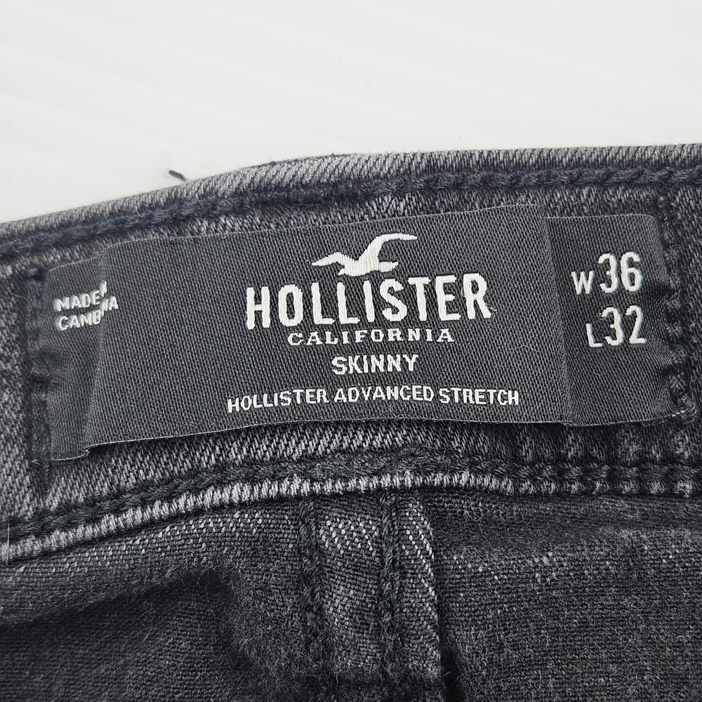 Hollister Advanced Stretch Skinny Jeans Mens 36x32 Distressed Black 331D2306